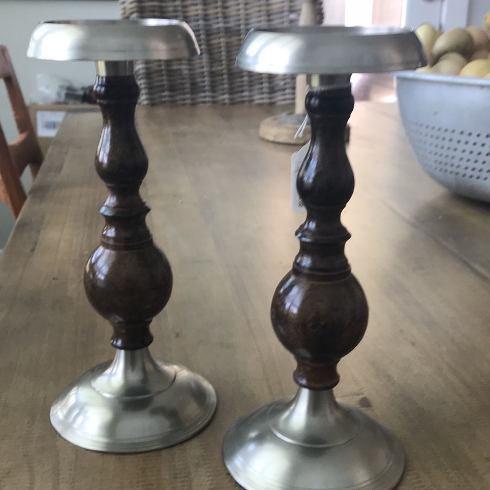 Set of Two Iron Candlesticks